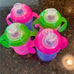 (4) Colorful Nuby Sippy Cups